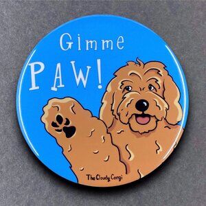 Goldendoodle Dog Pin Button, Magnet, Keychain, Bottle Opener or Mini Ornament